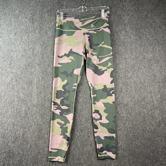 Aqua Bloomingdales Athletic Green Camo Camouflage Leggings Size Medium EUC - Picture 1 of 8